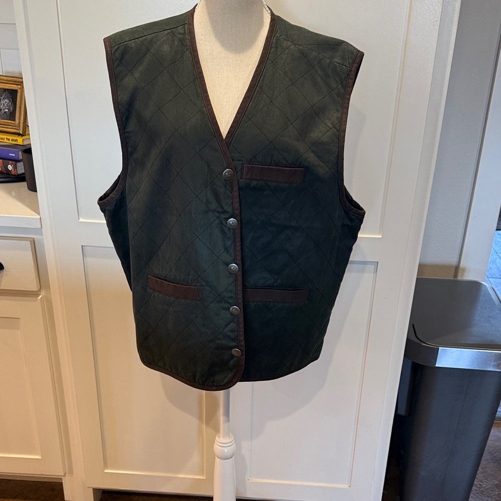 Men's Quilted Vest - Green and Brown